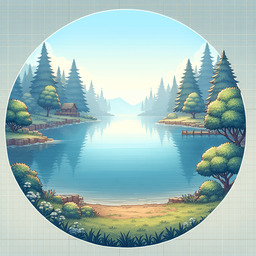 A nice lake Single Game Texture. In-Game asset. 2d. Blank background. High contrast. No shadows.