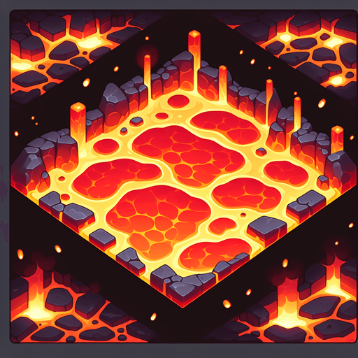 a cartoon lava floor. top-down view. tile-able so it can be repeated. no text..
Single Game Texture. In-Game asset. 2d. Blank background. High contrast. No shadows.