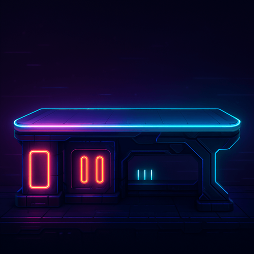 Neon cyberpunk futuristic glowing side-view 2d platformer style platform flat top
