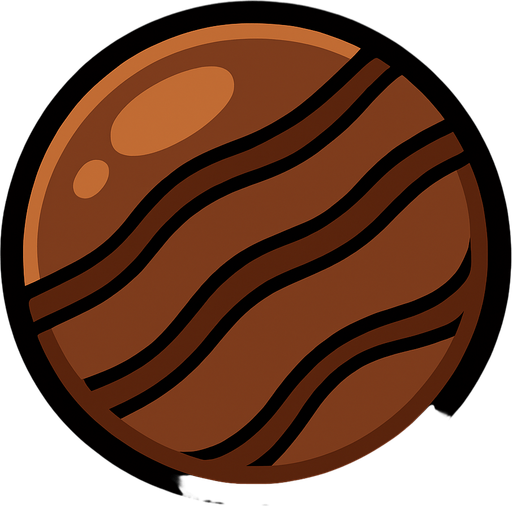 round chocolate.
In-Game asset.  2d.  High contrast.  No shadows