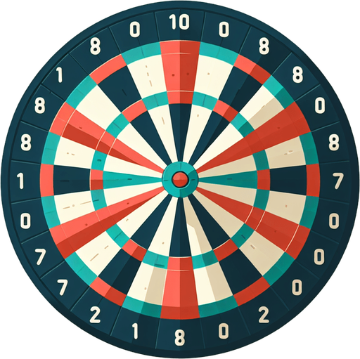 Cartoon flat dart board.
Single Game Texture. In-Game asset. 2d. White background. High contrast. No shadows.