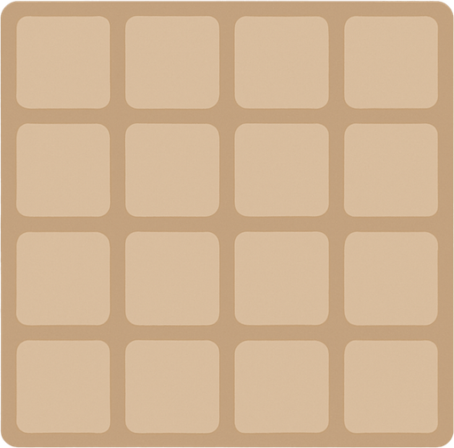 Design a background similar to the original 2048 game.

Use a warm, soft beige or light brown tone as the main background.

Include a grid layout with rounded square slots where tiles appear.

Each slot should have a slightly darker shade than the background to show the empty grid clearly.

Keep the overall design minimal, clean, and visually balanced..
In-Game asset.  2d.  High contrast.  No shadows