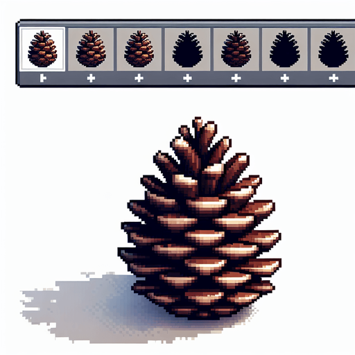 A pine cone. Pixelart. Single Game Texture. In-Game asset. 2d. Blank background. High contrast. No shadows.