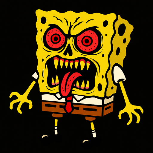scary sponge bob.
In-Game asset.  2d.  High contrast.  No shadows