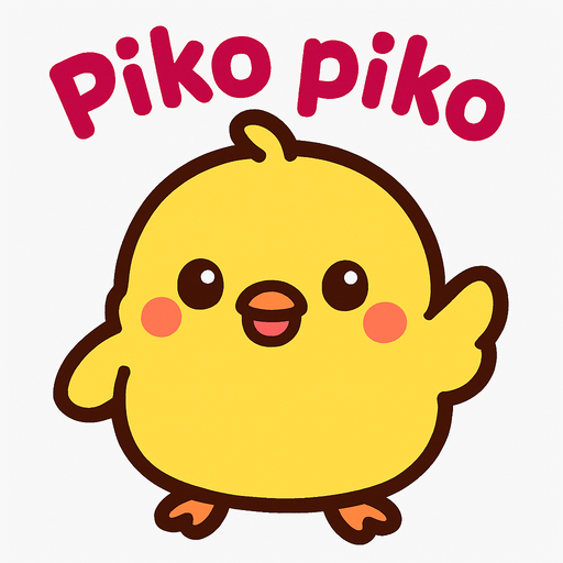 Debe decir “Piko piko” y ser estilo cute.
In-Game asset.  High contrast.  No shadows