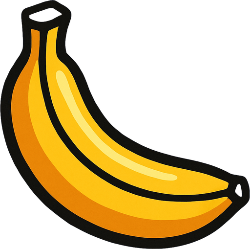 A 2D Banana.
In-Game asset.  2d.  High contrast.  No shadows