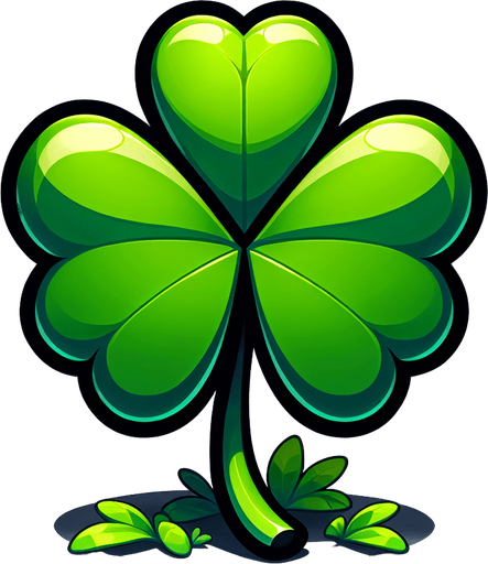 One Clover.
Single Game Texture.  In-Game asset.  2d.  Blank background.  High contrast.  No shadows