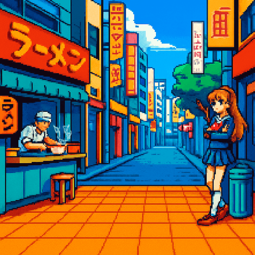 streetfighter style hd pixel background image anime themed.
In-Game asset.  2d.  High contrast.  No shadows