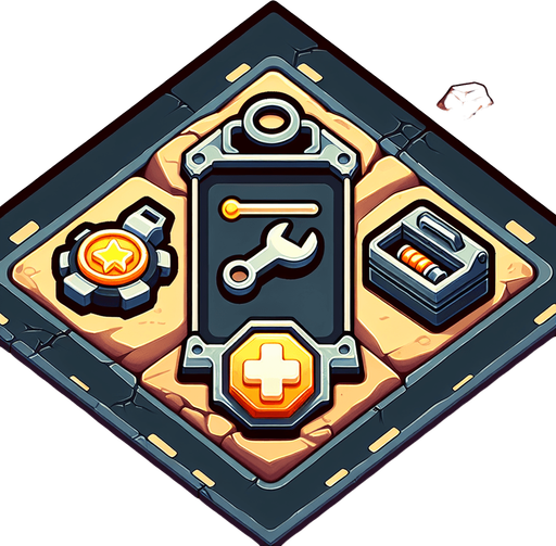 I need a 2D repair bar asset for my street racing game on the UPIT FRVR platform. Please provide:

A repair or health bar/pickup symbol

Visual elements could include:

A wrench icon

A toolbox

A glowing repair battery

A plus (+) symbol with a mechanical look

Should clearly indicate vehicle repair/health restoration

Designed for top-down or angled 2D gameplay, sized for easy pickup

Style: Clean, cartoony, visible on desert roads.
Single Game Texture.  In-Game asset.  2d.  Blank background.  High contrast.  No shadows