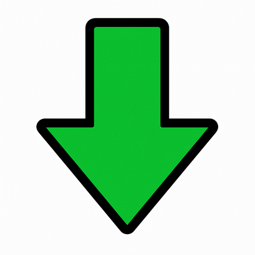 Flecha verde apuntando hacia abajo.
In-Game asset.  2d.  High contrast.  No shadows