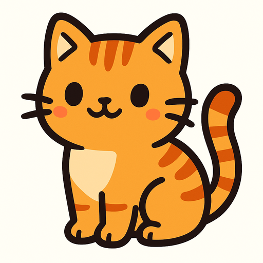 Cute cat.
In-Game asset.  2d.  High contrast.  No shadows