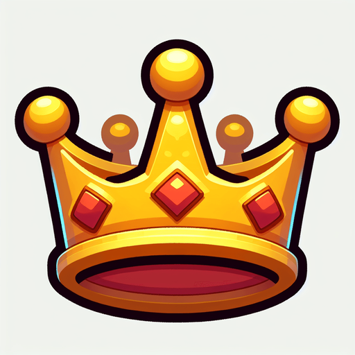 A royal crown. Side profile. Cartoon.
Single Game Texture.  In-Game asset.  2d.  Blank background.  High contrast.  No shadows