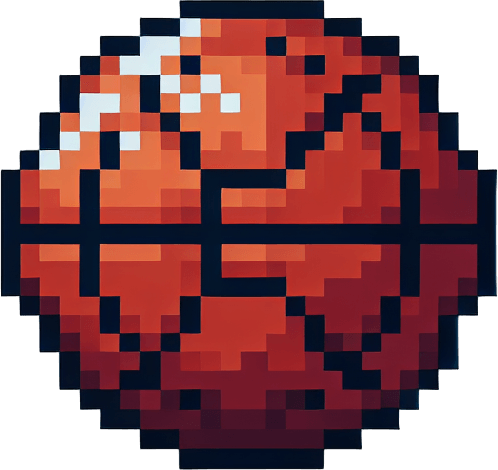 basketball ball. pixelated. 8 bit.
Single Game Texture. In-Game asset. 2d. Blank background. High contrast. No shadows.