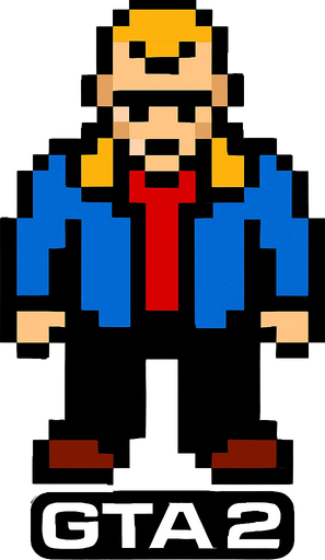 GTA 2 karakteri.
In-Game asset.  2d.  High contrast.  No shadows