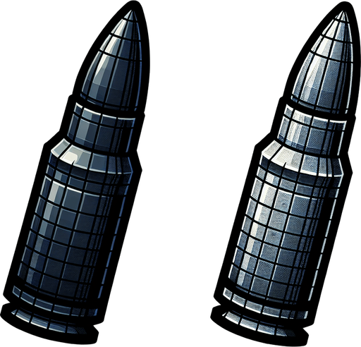Bullet.
Single Game Texture.  In-Game asset.  2d.  Blank background.  High contrast.  No shadows