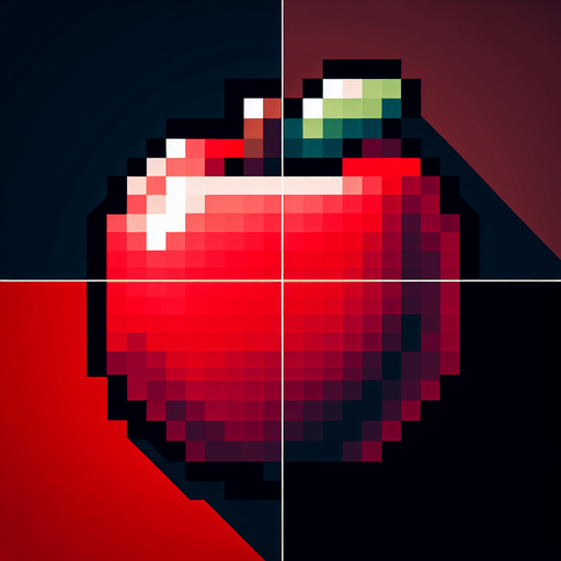red apple.
Single Game Texture. In-Game asset. 2d. Blank background. High contrast. No shadows.