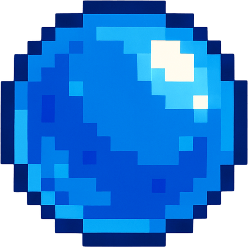 Burbuja azul, una , pixelart.
In-Game asset.  2d.  High contrast.  No shadows