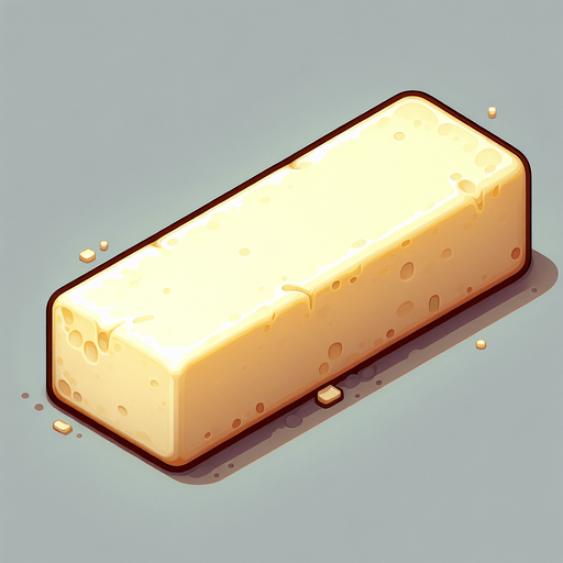 soft butter stick. Single Game Texture. In-Game asset. 2d. Blank background. High contrast. No shadows.