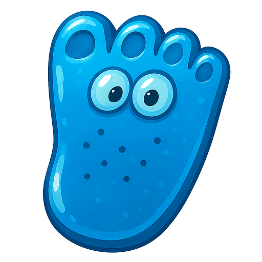 blue foot candy looks funny and shiny. No background. Transparent background. Blank background. No shadows. 2d. In-Game asset. flat