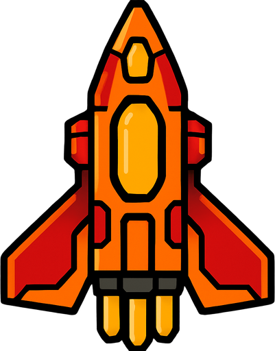 vertical spaceship.
In-Game asset.  2d.  High contrast.  No shadows