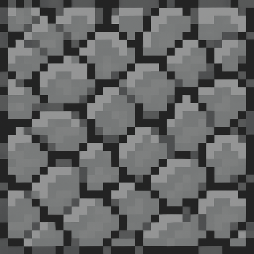 Make a 2D top down flat image of pixelated stone.
In-Game asset.  2d.  High contrast.  No shadows