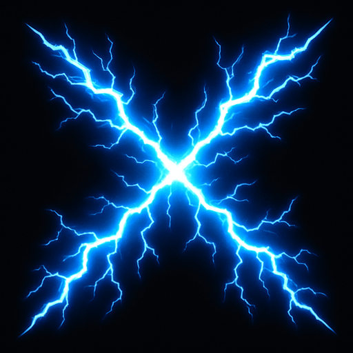 X shape electricity.
In-Game asset.  2d.  High contrast.  No shadows