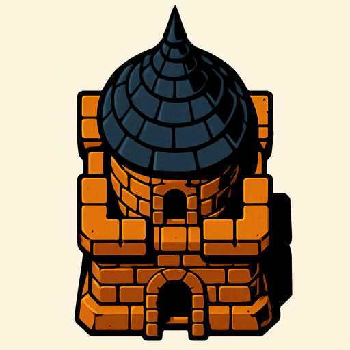 build a tower from a bird's eye view.
In-Game asset.  2d.  High contrast.  No shadows