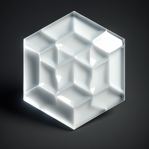 Simple, glossy, empty, plain white hexagon tile made with transparent gel.
Front view. Modern game style