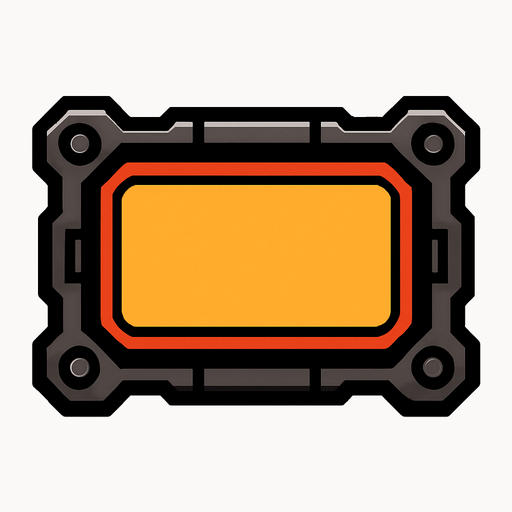 boton con contorno mecanico.
In-Game asset.  2d.  High contrast.  No shadows