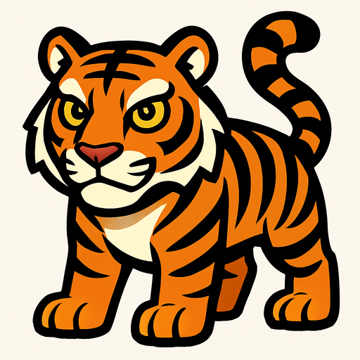 Create a tigre.
In-Game asset.  High contrast.  No shadows