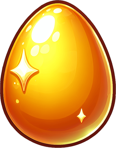 cartoon golden egg.
Single Game Texture. In-Game asset. 2d. Blank background. High contrast. No shadows.
