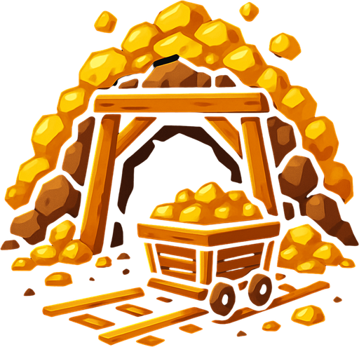 מכרה זהב עם רקע כהה.
In-Game asset.  2d.  High contrast.  No shadows