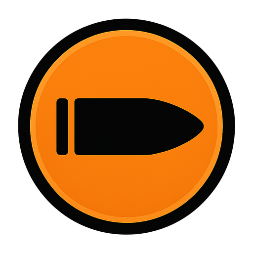 fireButton is round and orange with a bullet pattern..
In-Game asset.  2d.  High contrast.  No shadows