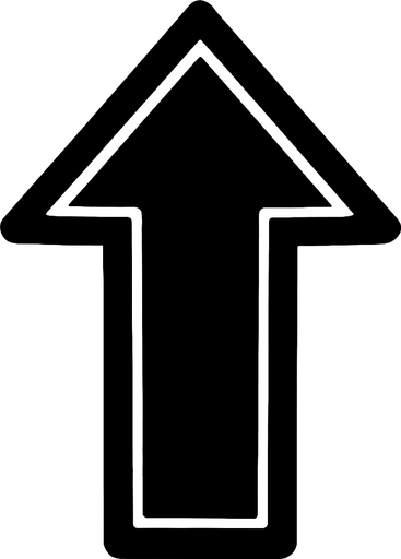 Black arrow pointing up.
In-Game asset.  2d.  High contrast.  No shadows