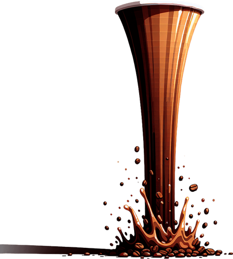 Coffee trail going vertical.
Single Game Texture. In-Game asset. 2d. Blank background. High contrast. Shadows at the bottom.