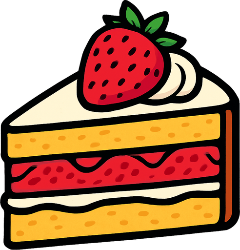 Gâteau aux fraises.
In-Game asset.  2d.  High contrast.  No shadows