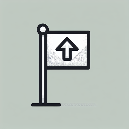 Drapeau de golf avec un flèche vers le haut.
Single Game Texture. In-Game asset. 2d. Blank background. High contrast. No shadows.