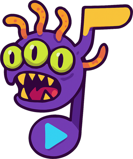 MÜZİK NOTASI ŞEKLİNDE BİR UZAYLI CANAVAR ÇİZ AMA BU KARAKTER PLAYER VE İSMİ Aurion ONA GÖRE TASARLA. AYAKSIZ. dONT WRİTE TEXT İN TO İMAGE. NO BLACK..
In-Game asset.  2d.  High contrast.  No shadows