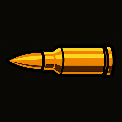 sniper bullet.
In-Game asset.  2d.  High contrast.  No shadows