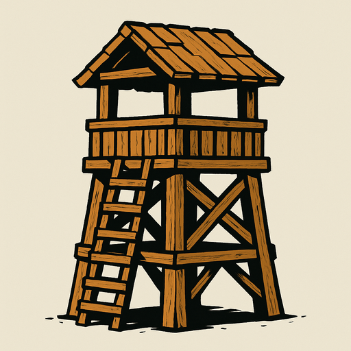 Wooden Guard Tower.
In-Game asset.  2d.  High contrast.  No shadows