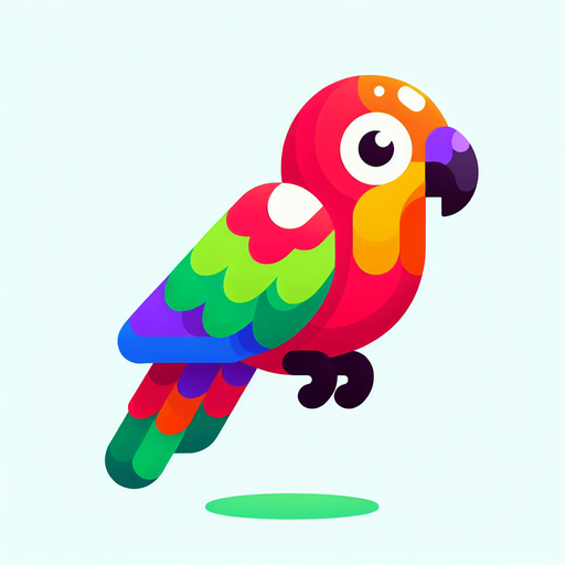 a colorful parrot.
Single Game Texture.  In-Game asset.  2d.  Blank background.  High contrast.  No shadows