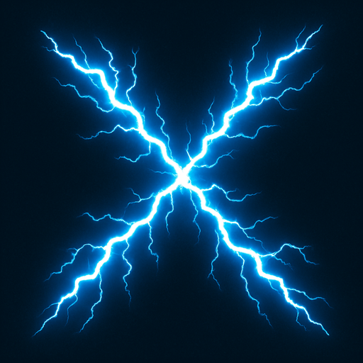 X shape electricity.
In-Game asset.  2d.  High contrast.  No shadows