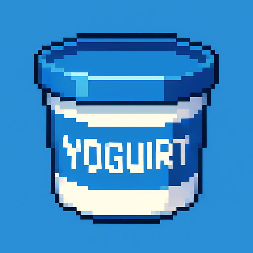 yogurt bucket, pixelart.
In-Game asset.  2d.  High contrast.  No shadows