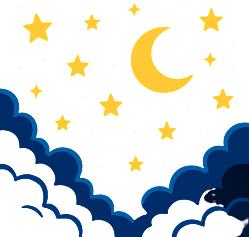 gece gökyüzü.
In-Game asset.  2d.  High contrast.  No shadows