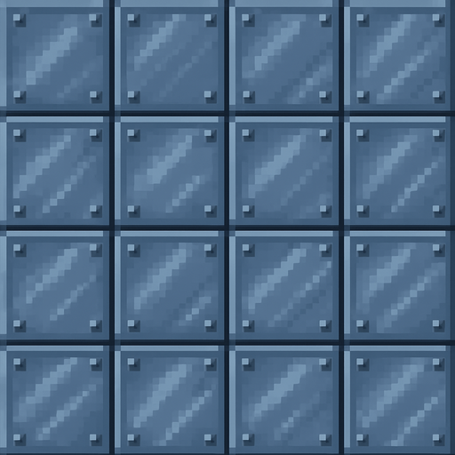Pixel art polished steel tile floor, medium blue grey, repeating.
In-Game asset.  2d.  High contrast.  No shadows