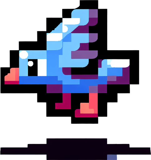 8-bit. cartoon. flying wingless pigeon. seen from the side. in game assset. Single Game Texture. In-Game asset. 2d. Blank background. High contrast. No shadows.