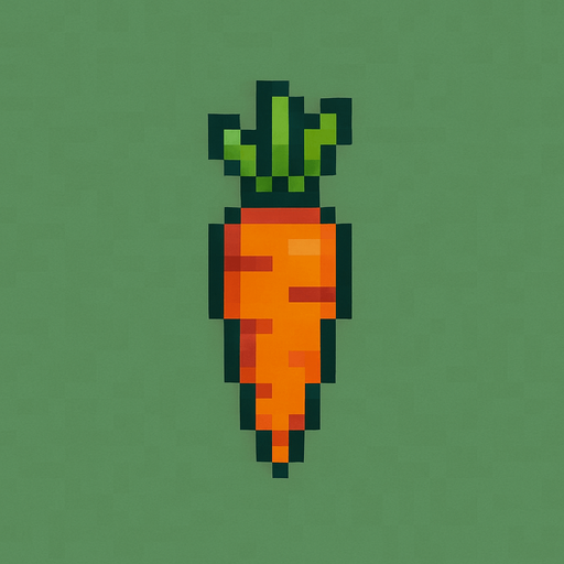 Carrot 2d pixilated topdown.
In-Game asset.  2d.  High contrast.  No shadows