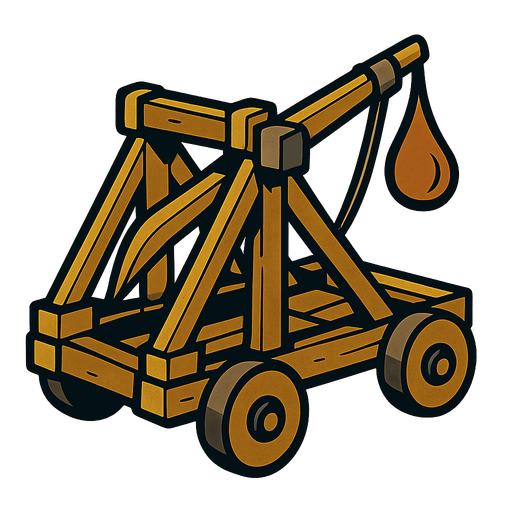 Trebuchet on wheels.
In-Game asset.  2d.  High contrast.  No shadows
