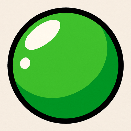 Green ball.
In-Game asset.  2d.  High contrast.  No shadows