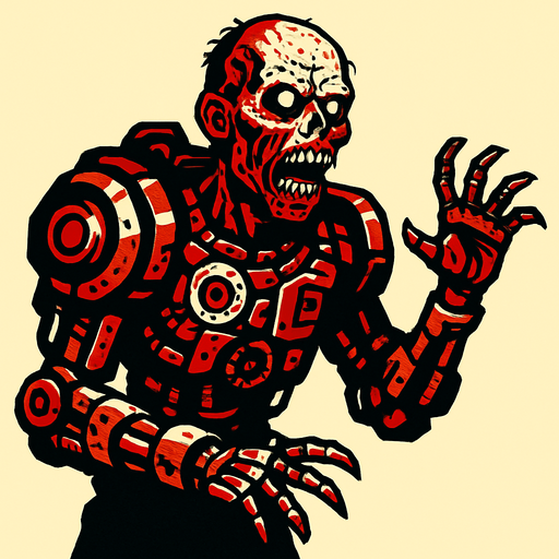MACHINE ZOMBIE.
In-Game asset.  2d.  High contrast.  No shadows